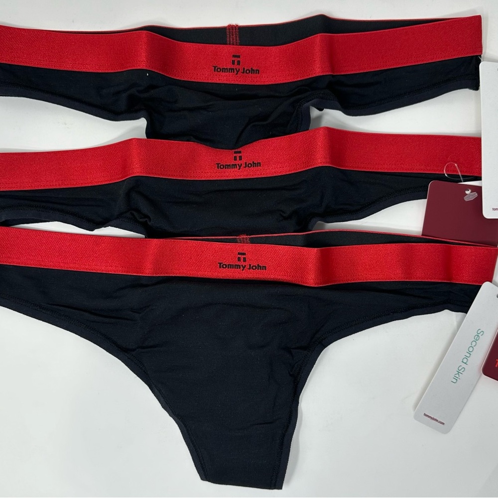 Tommy John Second Skin Gunmetal Thong Small Black.  3 Pair.